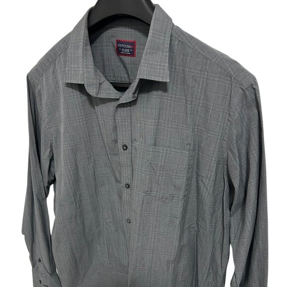 UNTUCKit Men’s Long Sleeve Shirt Size XXL Checkered Gray - Picture 2 of 6